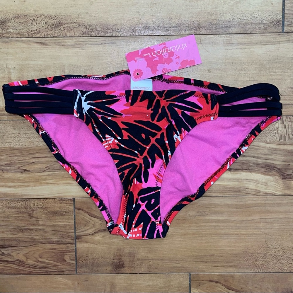 NWT Xhilaration Bikini Swim Bottoms Black Pink Red Small Target
